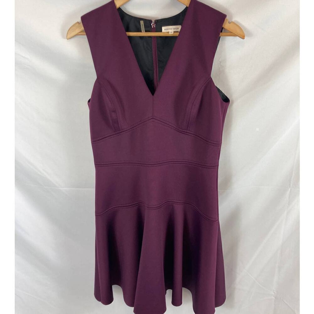 Rebecca Taylor Purple V Neck Scuba Mod Dress Size 8